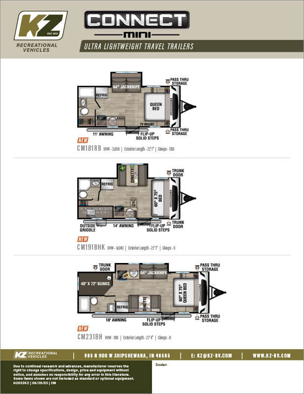 Connect Mini Ultra-Lightweight Travel Trailers Brochure