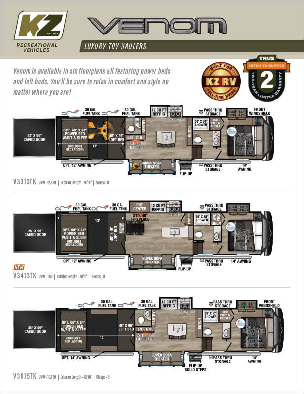 Venom Luxury Fifth Wheel Toy Haulers Brochure